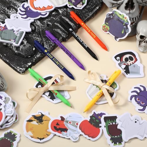 Pasimy 24 Sets Halloween Sticky Notes Pen Bulk Classroom Gifts Party