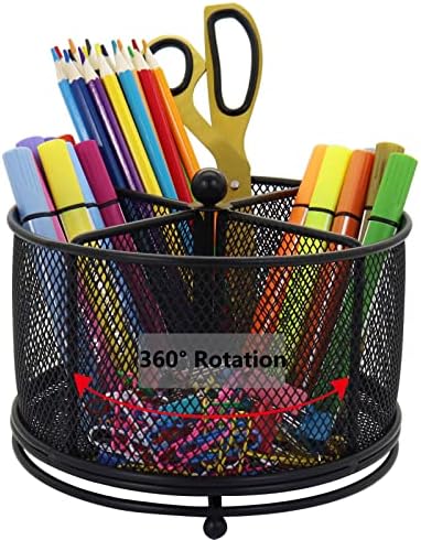 Pen Holder for Desk, 360 Rotating Mesh Pencil Organizer Marker Storage