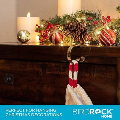 BIRDROCK HOME Christmas Stocking Mantel Hooks - Metal Fireplace Hanger