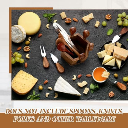 Hushee 6 Pcs Charcuterie Cheese Serving Knife Set with Magnetic Wooden