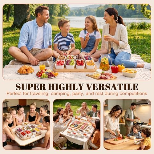 Renmxj Charcuterie Boards with Lid, 8 Individual Ceramic Bowls with