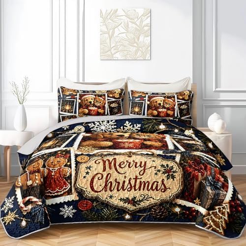 HOSIMA Vintage Christmas Bedding Set,Cute Cat Dog Print Bedspread