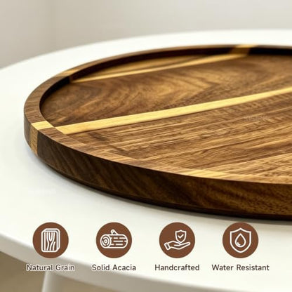 11.5" Round Acacia Wood Serving Tray