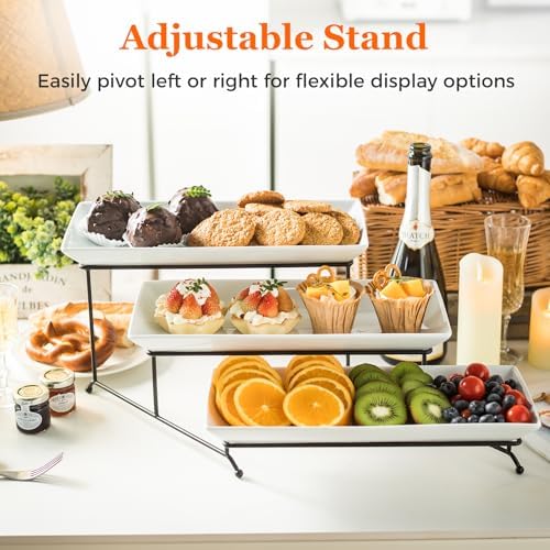 YHOSSEUN 3 Tier Serving Stand Tiered Tray Stand with 3 Porcelain