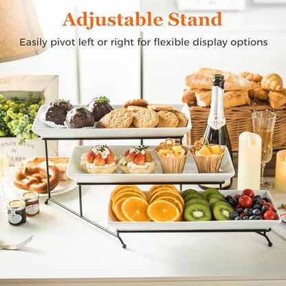 YHOSSEUN 3 Tier Serving Stand Tiered Tray Stand with 3 Porcelain