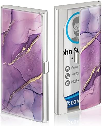 Swooflia Business Card Holder Case Wallet for Women Metal Purple