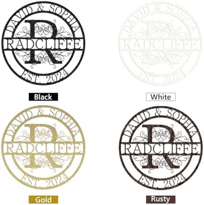 Personalized Metal Signs | Split Monogram Letter with Name
