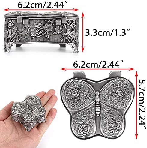Hipiwe Vintage Metal Jewelry Trinket Box Butterfly Shape Jewelry