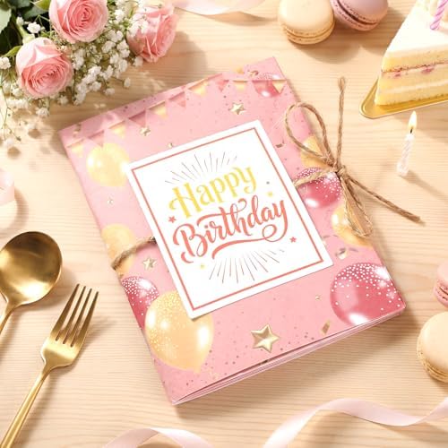 Happy Birthday Gift Card Book, Pink and Yellow Balloons, 5.5 Inch, 5