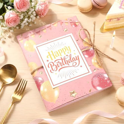 Happy Birthday Gift Card Book, Pink and Yellow Balloons, 5.5 Inch, 5