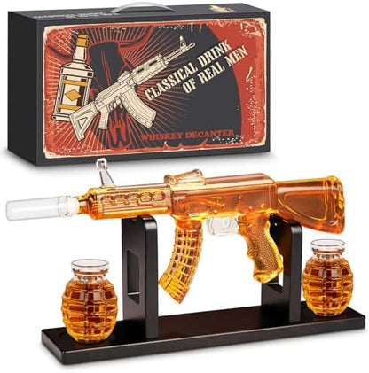Gun Decanter, AK47 Whiskey Decanter Sets for Men, 25oz Capacity Gun