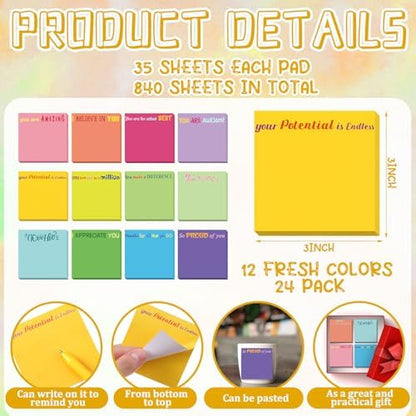 Yinder 12 Pcs Inspirational Sticky Notes Gifts, Appreciation