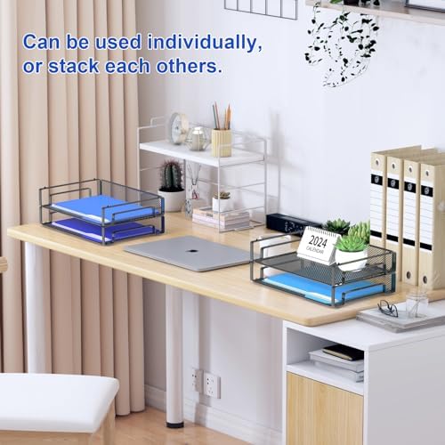 Samstar 4 Pack Stackable Letter Paper Tray, Desk File Organizer Paper