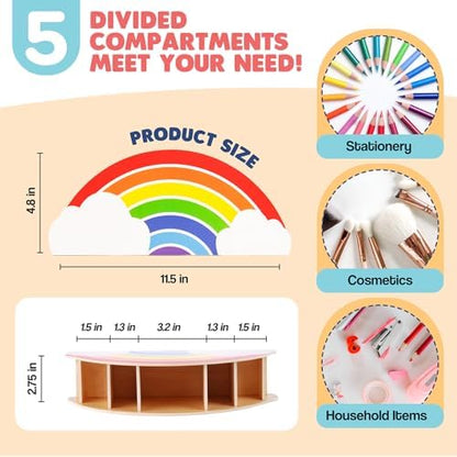 GAMENOTE Rainbow Wooden Desk Organizer Natural Wood No Smell