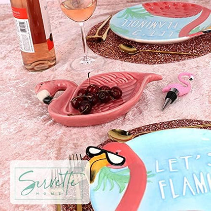 Servette Home Ceramic Trinket Tray Serving Dish-Flamingo