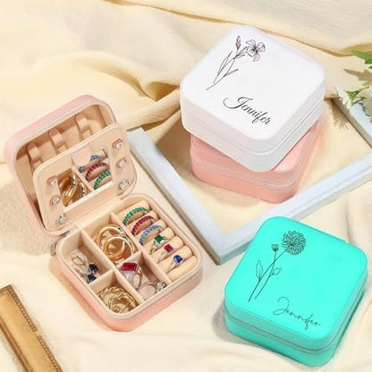 Ships Next Day, Personalized Travel Jewelry Mirror Case with Name