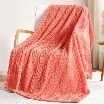 Whale Flotilla Soft Flannel Fleece Throw Blanket for Couch, Coral