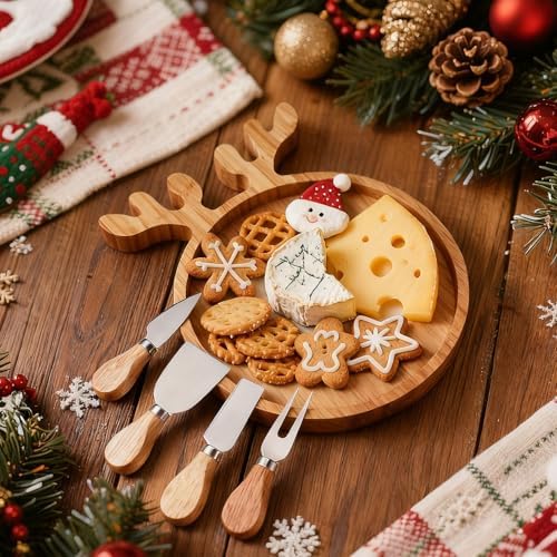 Remerry Christmas Serving Platter Cutting Board Set, Christmas Serving