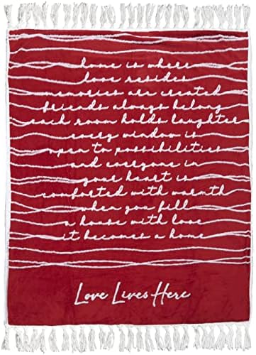 Pavilion Gift Company - Love Lives Here 50" x 60" Luxury Sherpa Tassel