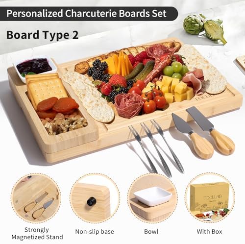 Charcuterie Boards Set, Large Cheese Board Set with Accessories