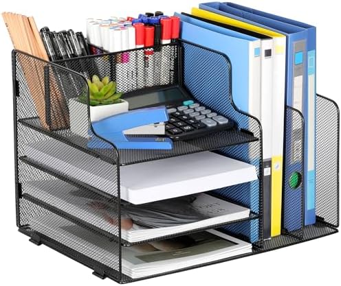 4-Tier Desk Organizer and Accessories with 2 File Holder Storage