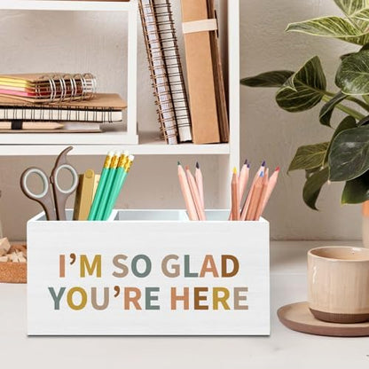 DILSJ Boho Thankful Gifts Pen Pencil Holder Organizer for Desk, I'm so