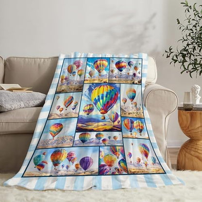 Balloon Blanket Hot Air Balloon Throw Blanket Soft Warm Cozy Fuzzy