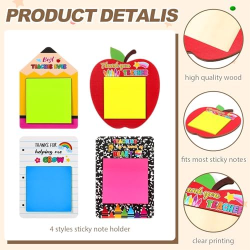 36 Pcs Wood Sticky Note Holder Pencil Set, Christmas Teachers Gifts