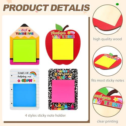 36 Pcs Wood Sticky Note Holder Pencil Set, Christmas Teachers Gifts