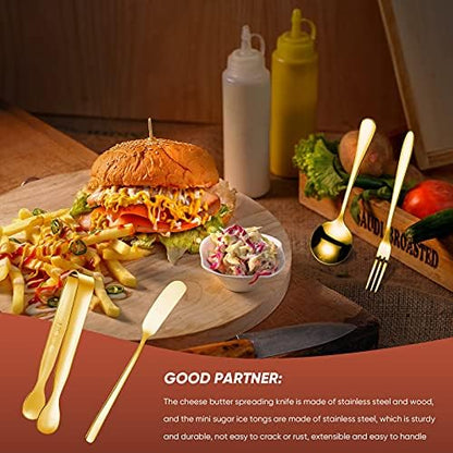 Patelai 14 Pcs Charcuterie Utensils Cheese Knives Forks,Golden