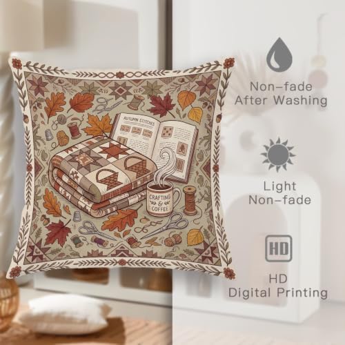 Cozy Autumn Reading Nook Quote Leaves Throw Pillow Covers 12x20 Set of