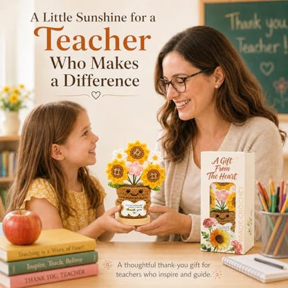 Thank You Gifts for Women Men – Teacher Appreciation Crochet Flower