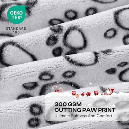 Luciphia Fluffy Paw Print Dog Blanket Large/Medium/Small, Soft Fleece