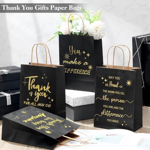 Gueevin 40 Thank You Employee Gift Bags,Appreciation,Black