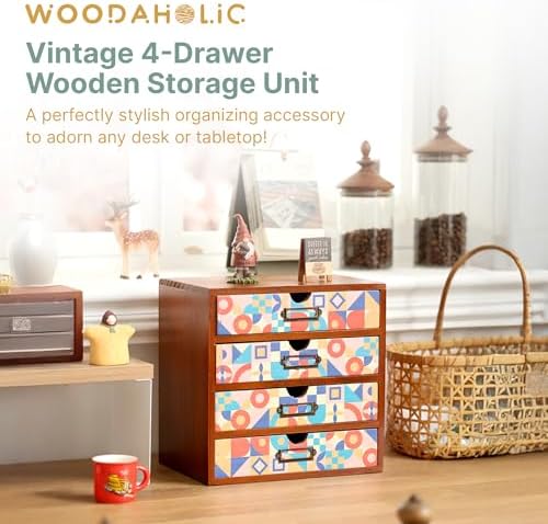 Add Color To Your Desk - MCM Geometric Wooden Desk Organizer - Desktop