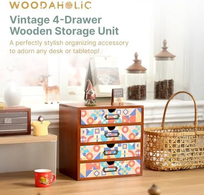 Add Color To Your Desk - MCM Geometric Wooden Desk Organizer - Desktop