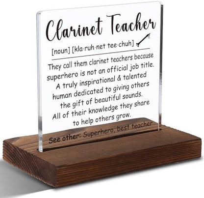 Clarinet Teacher Gift, Music Instructor Appreciation Plaque for