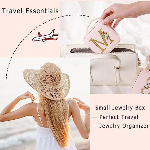Jewelry Box for Women, Birthday Gifts, Pink Small Travel Earring