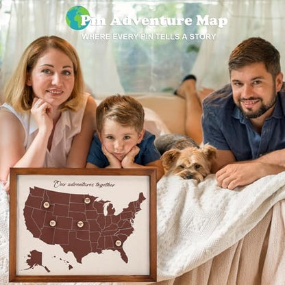 USA Travel Map with 21 Pins, Anniversary Wedding Gift Husband or Wife
