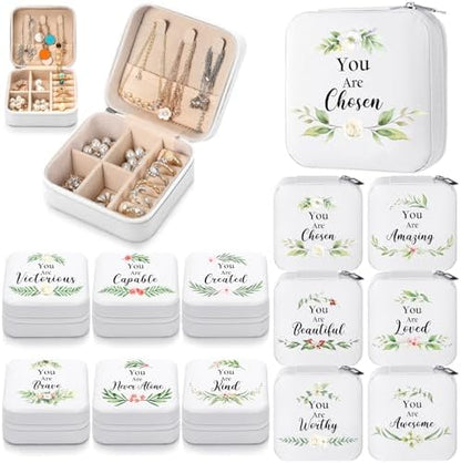 Kacctyen 12 Pcs Small Jewelry Travel Case Bulk Xmas Green Leaf Jewelry