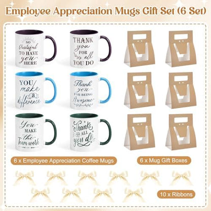 LemonRoad 6 Set Employee Appreciation Gifts 12 oz Thank You Mug and