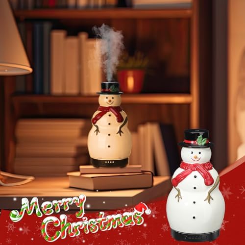 Rossesay Christmas Essential Oil Diffuser, 120ml Ceramic Snowman