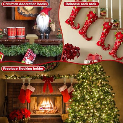 4 Pcs Gold Garland Hangers for Mantle, 2 in 1 Mantle Weighted
