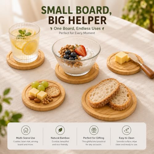 Storage-ready Bamboo Cheese Board Set, 6-Inch Mini Personal