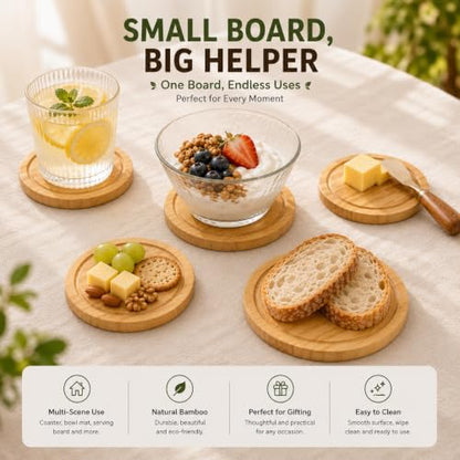 Storage-ready Bamboo Cheese Board Set, 6-Inch Mini Personal