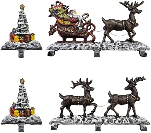 Lulu Decor, 100% cast Iron Decorative Christmas Stocking Holders for