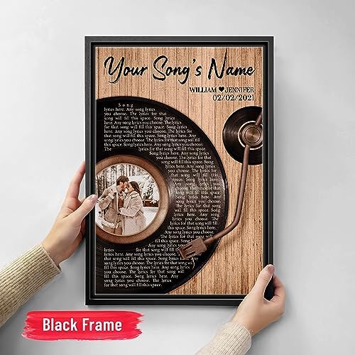 H-DEWALL Personalized Song Lyrics Brown Framed Canvas, Romantic