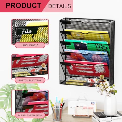 Hanging Wall File Organizer 6 Tier Wall Mounted Mail Paper Folder