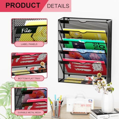 Hanging Wall File Organizer 6 Tier Wall Mounted Mail Paper Folder