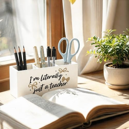 Teacher Appreciation Gifts Wood Pencil Pen Holder for Desk, Back to